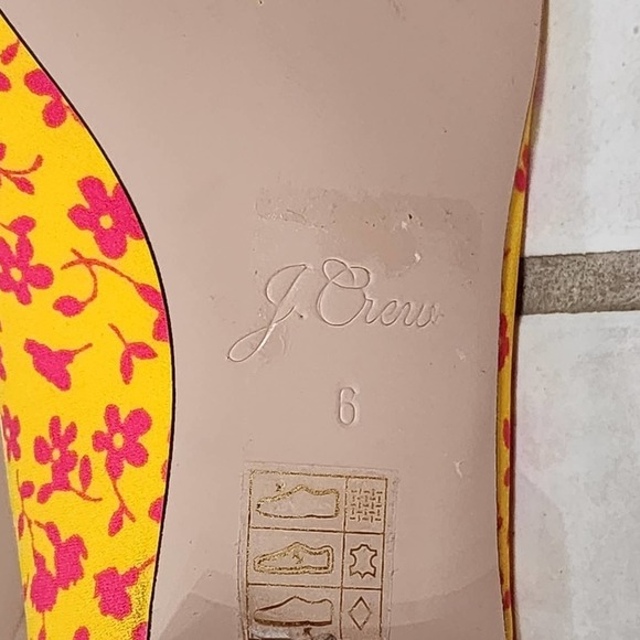J.‎ Crew Kiki Yellow Neon Saffron Briar Floral Bouquet Ballet Flat Shoes 6 - Picture 8 of 9